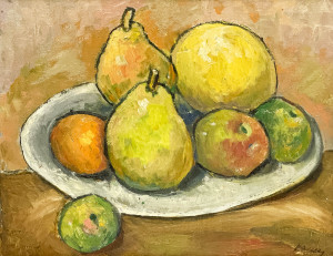 Image for Lot Albert Bela Bauer - Still Life with Pears, Apples, and Orange