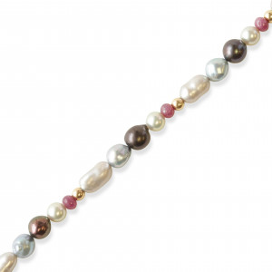 Image for Lot Natural Baroque Pearl Ruby Necklace