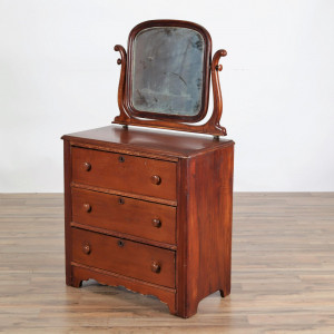Image for Lot American Cherry Stained Chest of Drawers & Mirror