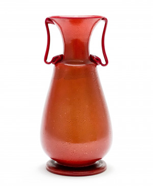 Image for Lot Italian Murano Red Incamiciato Glass Vase