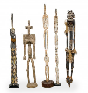 Image for Lot Group of 5 Large African Wood Figures