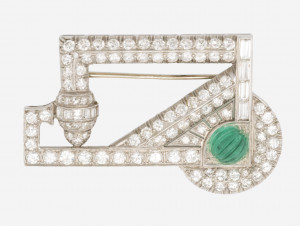 Image for Lot Art Deco Diamond 18K White Gold Brooch