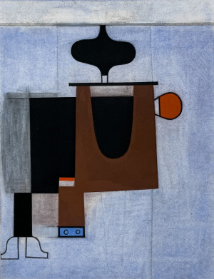 Image for Lot David Storey - Untitled (Blue and Orange Composition)
