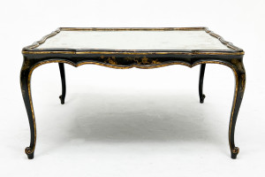 Image for Lot Louis XV Style Lacquered Low Table with Eglomise Mirror Top