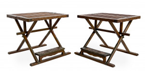 Image for Lot Pair of Chinese Elm Folding Step Stools