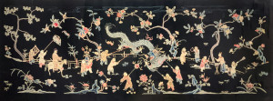 Image for Lot Chinese Silk Embroidery with figures and dragon