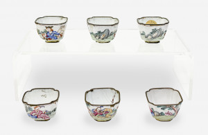 Image for Lot Six Small Chinese Canton Enamel Cups