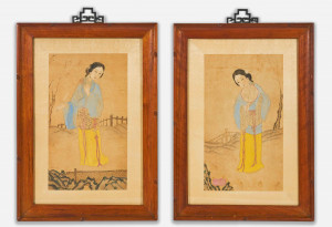 Image for Lot A Pair of Chinese Paintings on silk
