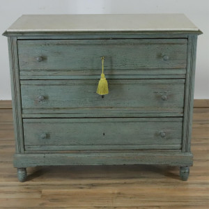 Image for Lot Antiqued Painted Marble Top Chest of Drawers