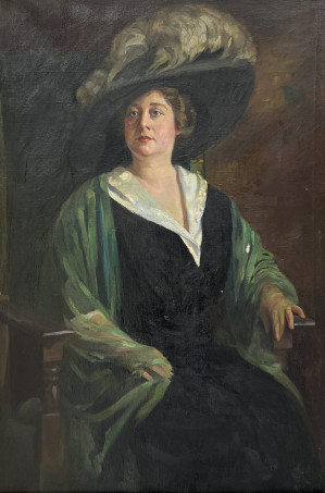 Image for Lot Piero Tozzi - Portrait of Dula Rae Drake in a Florentine Gilded Frame