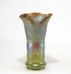 Image for Lot Loetz Green Iridescent Glass Vase