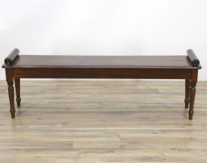 Image for Lot Neoclassical Style Bolstered Top Wood Bench