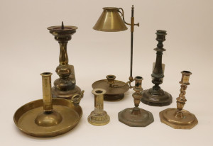 Image for Lot 7 English Continental Brass Candlesticks
