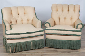 Image for Lot Two Victorian Style Upholstered Club Chairs