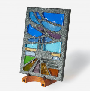 Image for Lot Gabriel Loire - Untitled (Cement and stained glass slab)