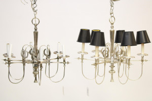 Image for Lot Pair of Neo-Classic Style 6-Light Chandeliea
