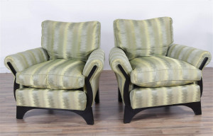Image for Lot Pair of Contemporary Upholstered Club Chairs