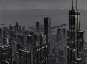 Image for Lot Richard Haas - Chicago View, Evening