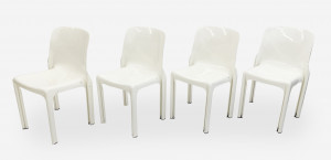 Image for Lot Vico Magistretti for Artemide, group of 4 Selene white plastic chairs