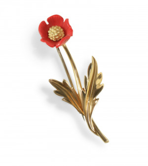 Image for Lot French 18k Gold Poppy Pin