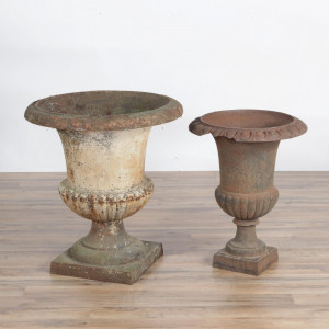 Image for Lot Two Victorian Cast Iron Garden Urns
