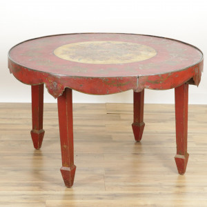 Image for Lot Red Tole Peinte Low Table 19th C