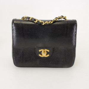 Image for Lot Vintage Chanel Lizard Flap Bag