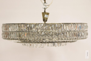 Image for Lot Lobmeyr Faceted Glass & Metal Ceiling Fixture