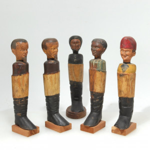 Image for Lot Set of 5 'Nine Pin' Folk Art Figures