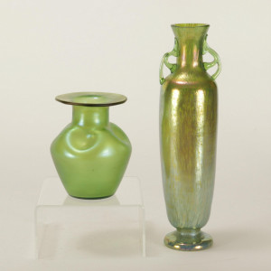 Image for Lot Two Loetz Green Iridescent Glass Vases