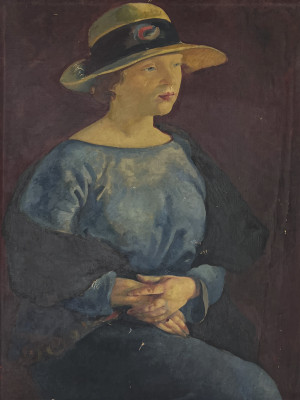 Image for Lot Clara Klinghoffer - Portrait of Fanny in Straw Hat