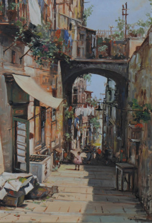 Image for Lot Italian School - City Alleyway