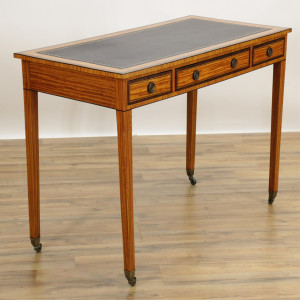 Image for Lot Edwardian Inlaid Stainwood Desk Early 20th C