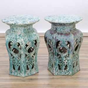 Image for Lot Pair Glazed Garden Stands