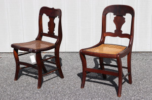 Image for Lot Pair Late Federal Mahogany Caned Side Chairs