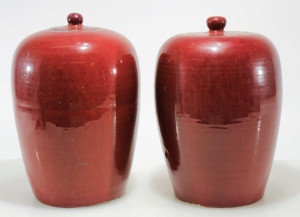 Image for Lot 2 Asian Oxblood Porcelain Ginger Jars
