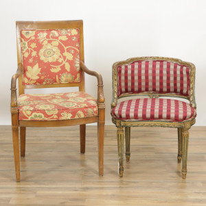 Image for Lot Empire Style Cherry Fauteuil Painted Side Chair