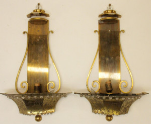 Image for Lot Pair French 40's Brass Sconces