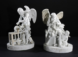 Image for Lot Pair Continental Bisque Allegorical Figural Groups
