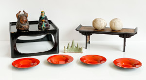 Image for Lot Asian Ceramic, Lacquer, and Wood Objects, 11 Pieces