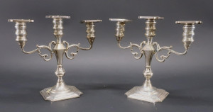 Image for Lot Pair American Sterling Silver 3 Light Candelabra