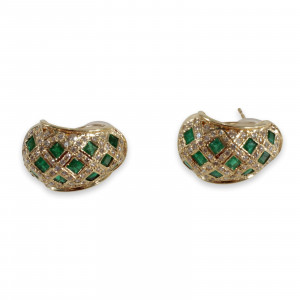 Image for Lot Pair of Diamond and Emerald Earrings