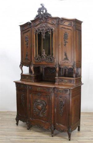 Image for Lot Louis XV Style Carved Walnut Buffet a Deux Corps