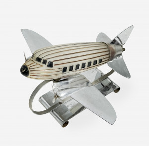 Image for Lot Art Deco Chrome and Glass Airplane Lamp