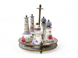 Image for Lot Chinese Canton Enamel Condiment Set