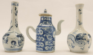 Image for Lot Chinese Ewer and Pair of Small Bottle Vases