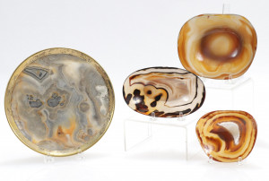 Image for Lot Three Modern Agate Bowls and Stone Plate