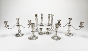 Image for Lot Weighted Sterling Silver Candlesticks, Group of 10