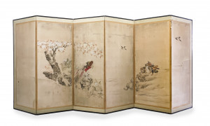 Image for Lot Japanese Six Panel Floor Screen