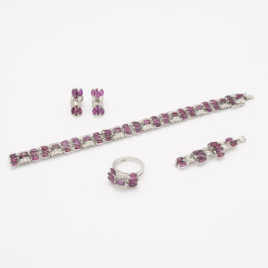 Image for Lot White Gold Ruby and Diamond Set